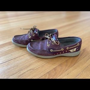 Women’s Maroon Gold Top-Sider Sperry Boat Shoes